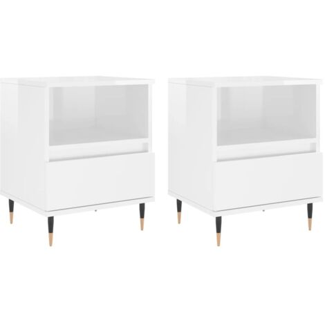 vidaXL Comodini 2pz Bianco Lucido 40x35x50 cm in Legno Multistrato