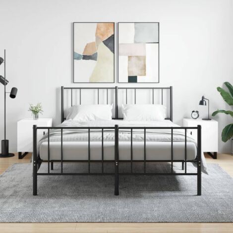 vidaXL Comodini 2pz Bianco Lucido 40x40x50 cm in Legno Multistrato