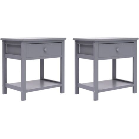 vidaXL Comodini 2pz Grigi 40x29x42 cm in Legno di Paulonia