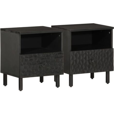 vidaXL Comodini 2pz Neri 40x33x46 cm in Legno Massello di Mango