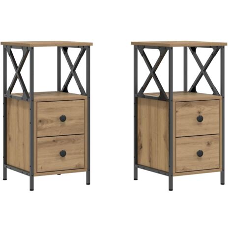 vidaXL Comodini 2pz Rovere Artigianale 34x35,5x70 cm Legno
