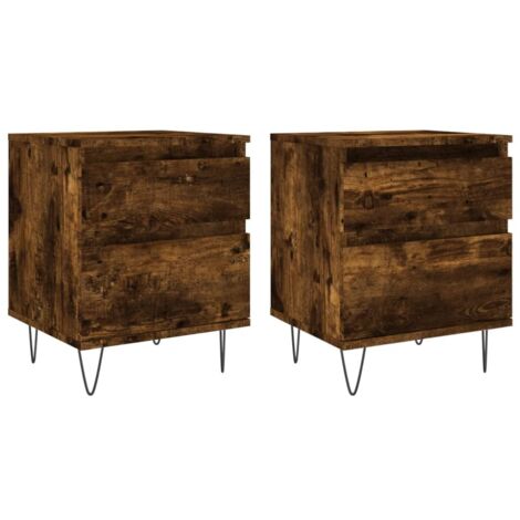 vidaXL Comodini 2pz Rovere Fumo 40x35x50 cm in Legno Multistrato