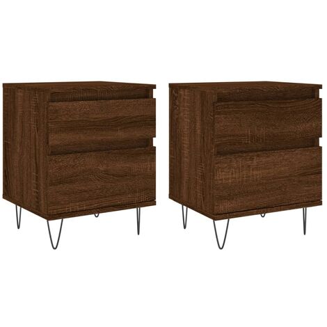 vidaXL Comodini 2pz Rovere Marrone 40x35x50 cm in Legno Multistrato