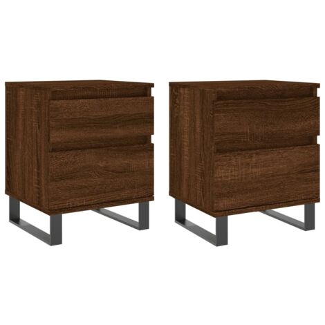 vidaXL Comodini 2pz Rovere Marrone 40x35x50 cm in Legno Multistrato