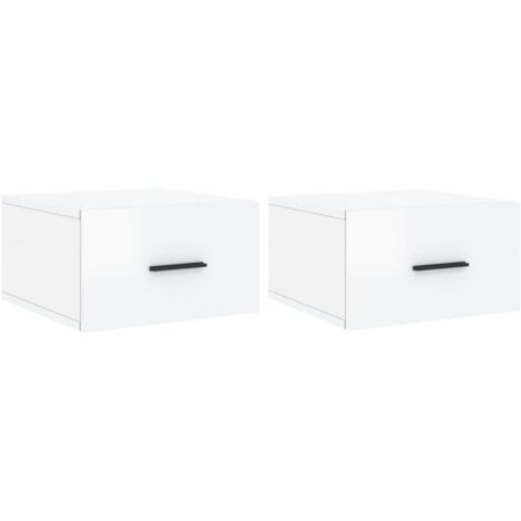 vidaXL Comodini a Muro 2 pz Bianco Lucido 35x35x20 cm