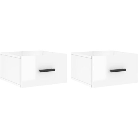 vidaXL Comodini a Muro 2 pz Bianco Lucido 35x35x20 cm