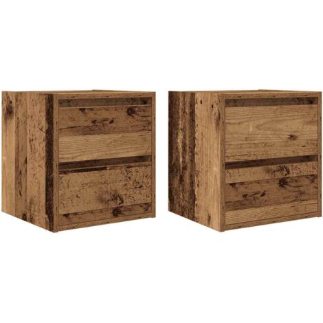 vidaXL Comodini a Muro 2 pz Legno Antico 38x34x40 cm