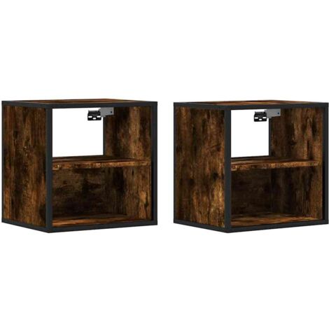 vidaXL Comodini a Muro 2 pz Rovere Fumo 40x31x39,5 cm
