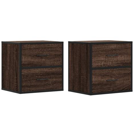 vidaXL Comodini a Muro 2 pz Rovere Marrone 40x31x39,5 cm