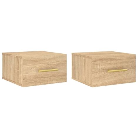 vidaXL Comodini a Muro 2 pz Rovere Sonoma 35x35x20 cm