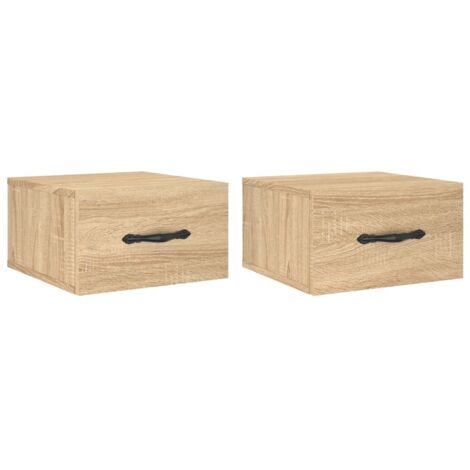 vidaXL Comodini a Muro 2 pz Rovere Sonoma 35x35x20 cm