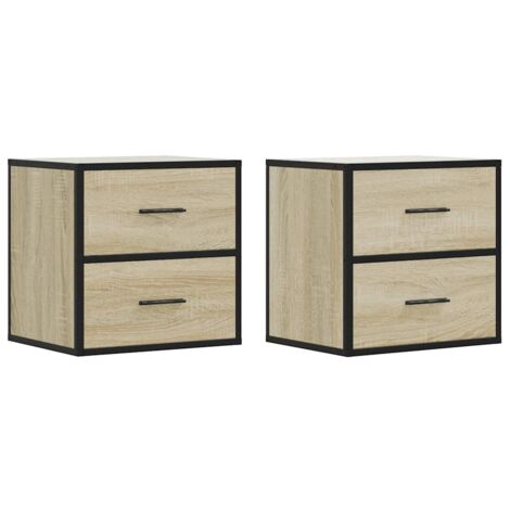 vidaXL Comodini a Muro 2 pz Rovere Sonoma 40x31x39,5 cm
