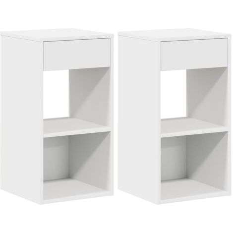 vidaXL Comodini con Cassetto 2 pz Bianchi 35x34x66,5 cm