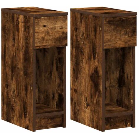 vidaXL Comodini con Cassetto 2 pz Rovere Fumo 20x36x60 cm
