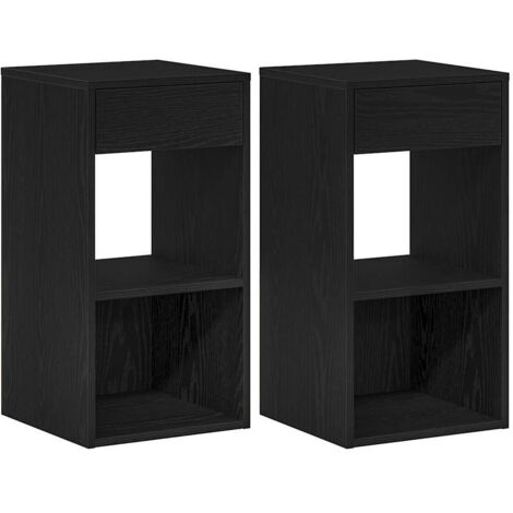 vidaXL Comodini con Cassetto 2 pz Rovere Neri 35x34x66,5 cm