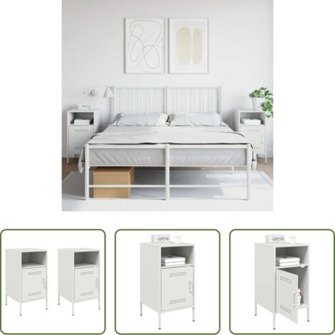 vidaXL Comodini da camera da letto -  Comodini 2 pz Bianchi 36x39x68 cm in Acciaio