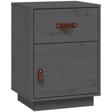 vidaXL Comodini Grigi 2 pz 40x34x55 cm in Legno Massello di Pino