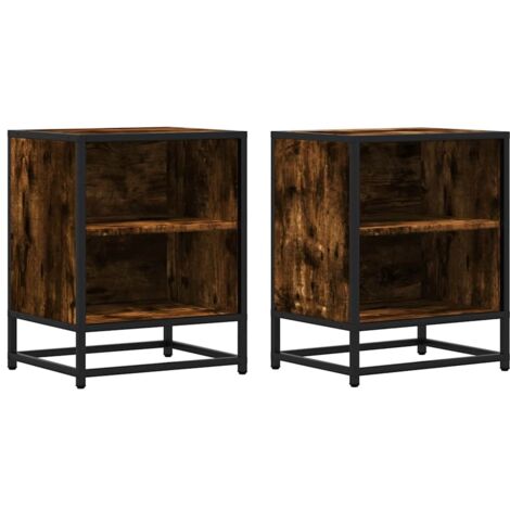 vidaXL Comodini Rovere Fumo 2 pz 40x31x50 cm Legno Multistrato Metallo