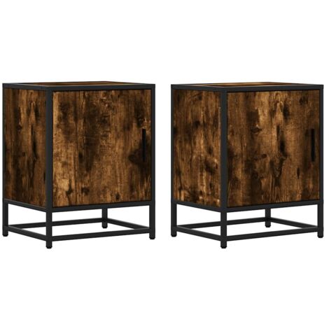 vidaXL Comodini Rovere Fumo 2 pz 40x31x50 cm Legno Multistrato Metallo