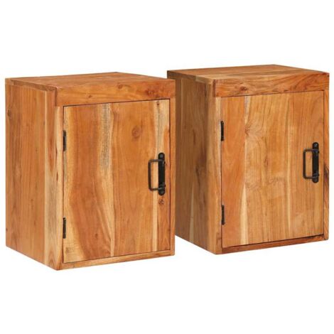 vidaXL Comodino 2 pcs Marrone 35 x 33 x 48 cm Legno Massello di Acacia