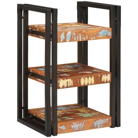 vidaXL Comodino 2 pcs Marrone e nero Legno Solido Recuperato