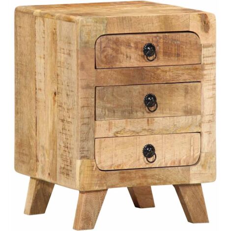 vidaXL Comodino 37x32x50 cm in Legno Massello di Mango Grezzo