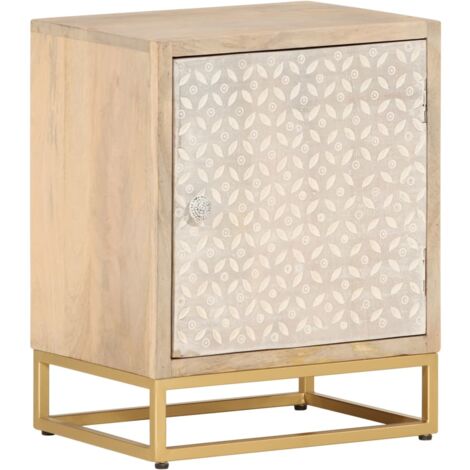 vidaXL Comodino 40x30x50 cm in Legno Massello di Mango e Ferro