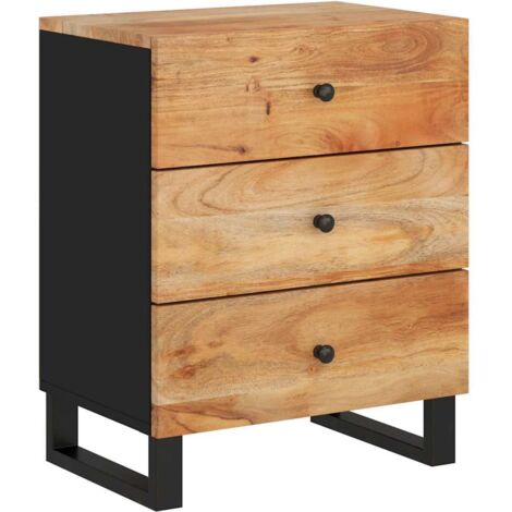 vidaXL Comodino 50x33x62 cm Legno Massello Acacia e Legno Multistrato