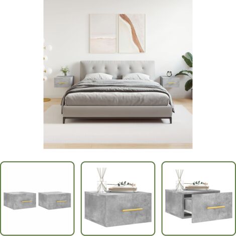 vidaXL Comodino a muro -  Comodini a Muro 2 pz Grigio Cemento 35x35x20 cm