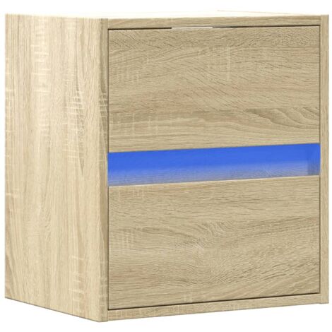 vidaXL Comodino a Parete con luci LED Rovere Sonoma