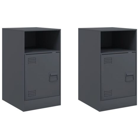vidaXL Comodino Antracite 34,5x39x62 cm in Acciaio