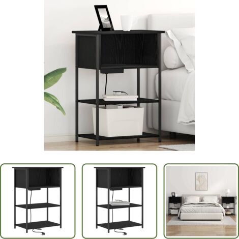 vidaXL Comodino -  Armadio da Notte Rovere Nero 55 x 31 x 76 cm Legno multistrato