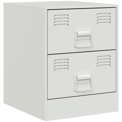 vidaXL Comodino Bianco 34,5x39x44 cm in Acciaio