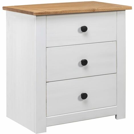 vidaXL Comodino Bianco 46x40x57 cm in Legno di Pino Panama Range