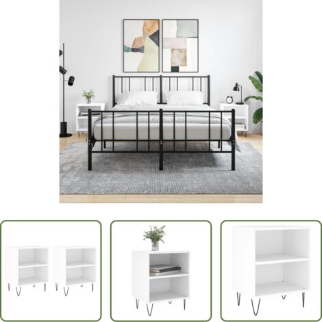 vidaXL Comodino bianco -  Comodini 2 pz Bianchi 40x30x50 cm in Legno Multistrato