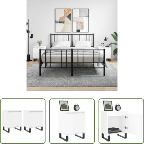 vidaXL Comodino bianco -  Comodini 2 pz Bianchi 40x30x50 cm in Legno Multistrato
