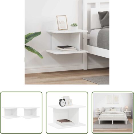 vidaXL Comodino bianco -  Comodino 2 pcs Bianco 40 x 30 x 25 cm Legno multistrato