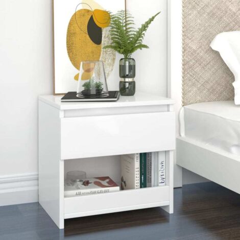 vidaXL Comodino Bianco Lucido 40x30x39 cm in Legno Multistrato