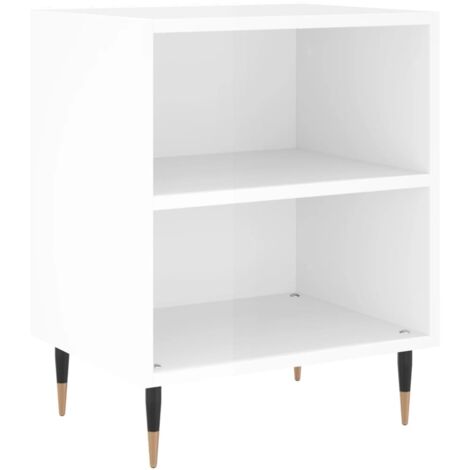 vidaXL Comodino Bianco Lucido 40x30x50 cm in Legno Multistrato