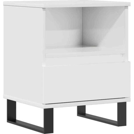 vidaXL Comodino Bianco Lucido 40x35x50 cm in Legno Multistrato