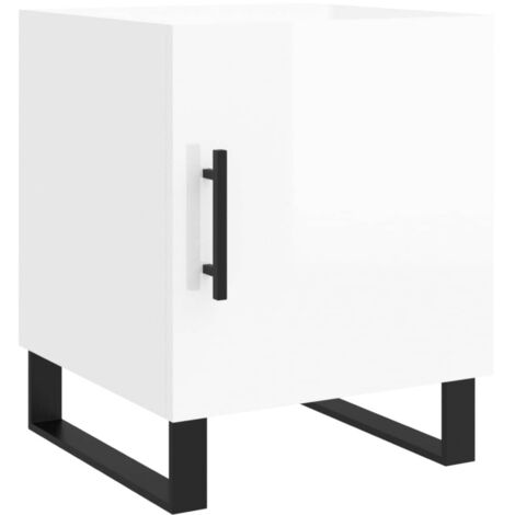vidaXL Comodino Bianco Lucido 40x40x50 cm in Legno Multistrato