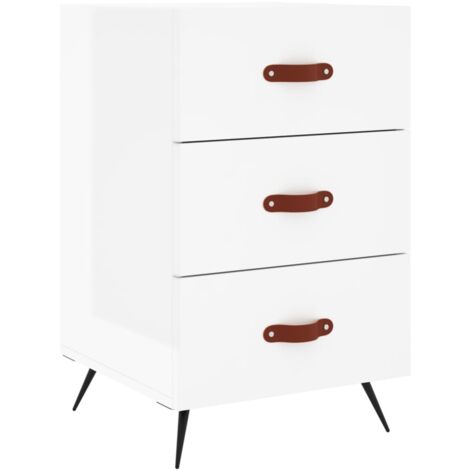 vidaXL Comodino Bianco Lucido 40x40x66 cm in Legno Multistrato