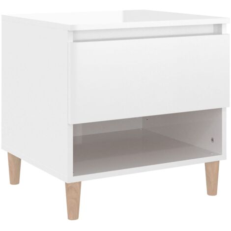 vidaXL Comodino Bianco Lucido 50x46x50 cm in Legno Multistrato
