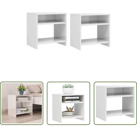 vidaXL Comodino bianco lucido -  Comodini 2 pz Bianco Lucido 40x30x40 cm in Legno Multistrato