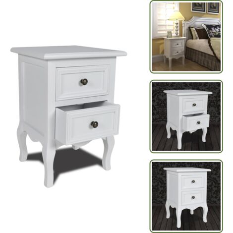 - vidaXL Comodino con 2 Cassetti in MDF Bianco -