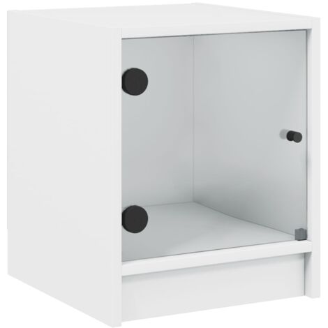 vidaXL Comodino con Anta in Vetro Bianco 35x37x42 cm