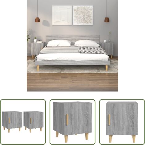 vidaXL Comodino con ante -  Comodini 2 pz Grigio Sonoma in Legno Multistrato