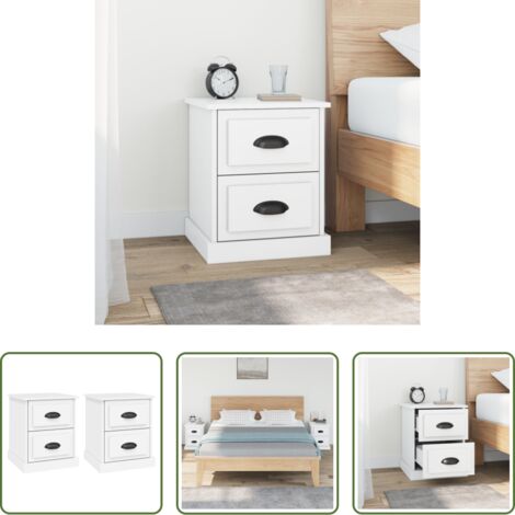 vidaXL Comodino con cassetti -  Comodini 2 pz Bianchi 39x39x47,5 cm in Legno Multistrato
