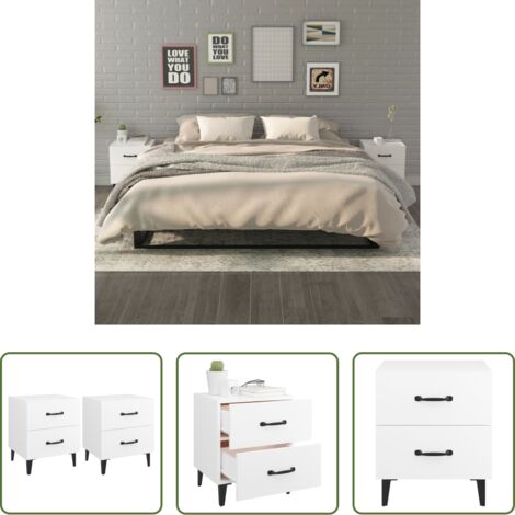vidaXL Comodino con cassetti -  Comodini 2 pz Bianchi 40x35x47,5 cm