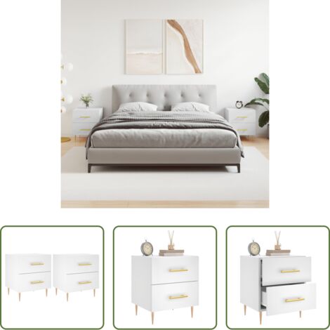 vidaXL Comodino con cassetti -  Comodini 2 pz Bianchi 40x35x47,5 cm in Legno Multistrato